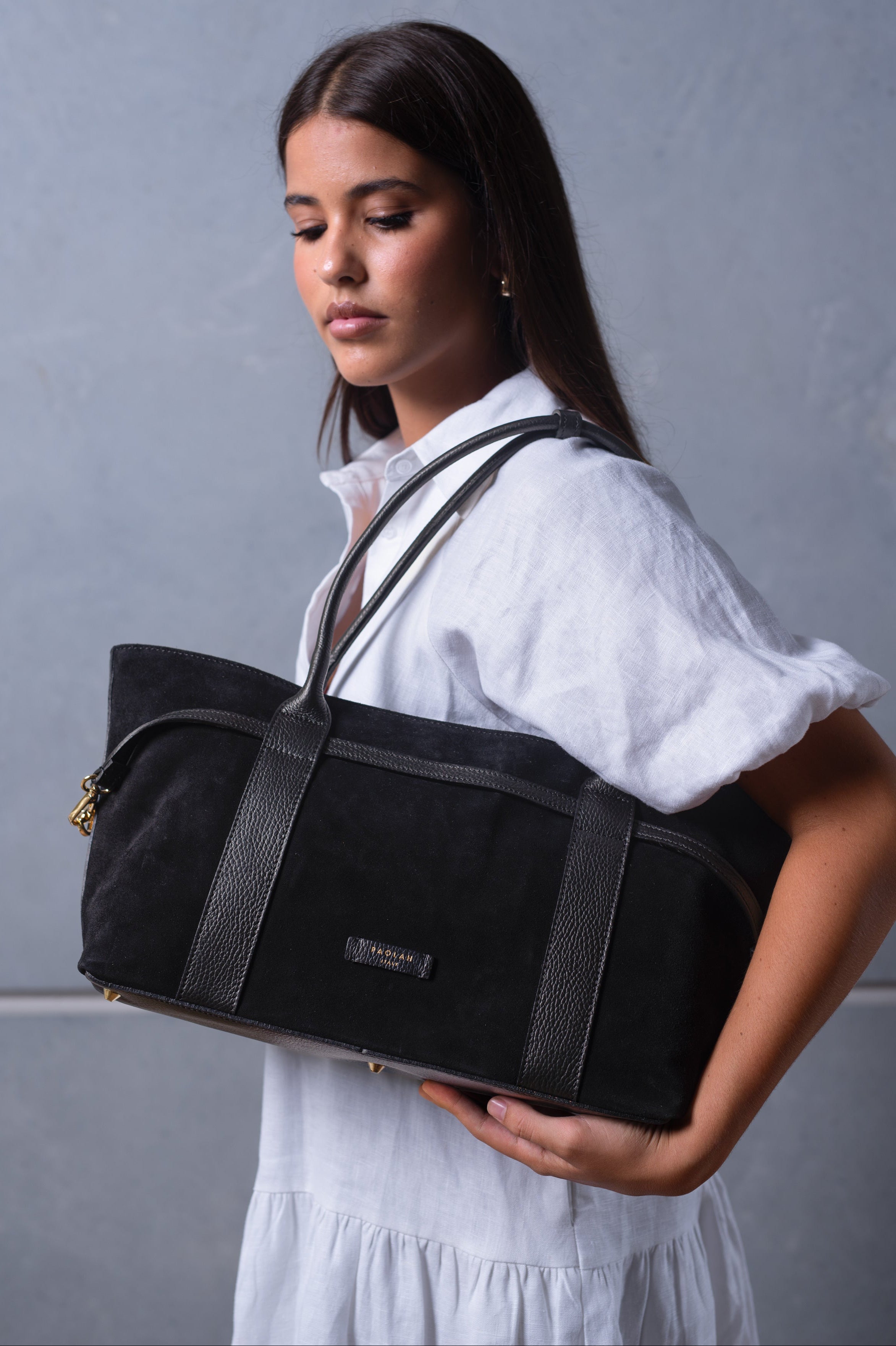 Camilla Black Suede Tote