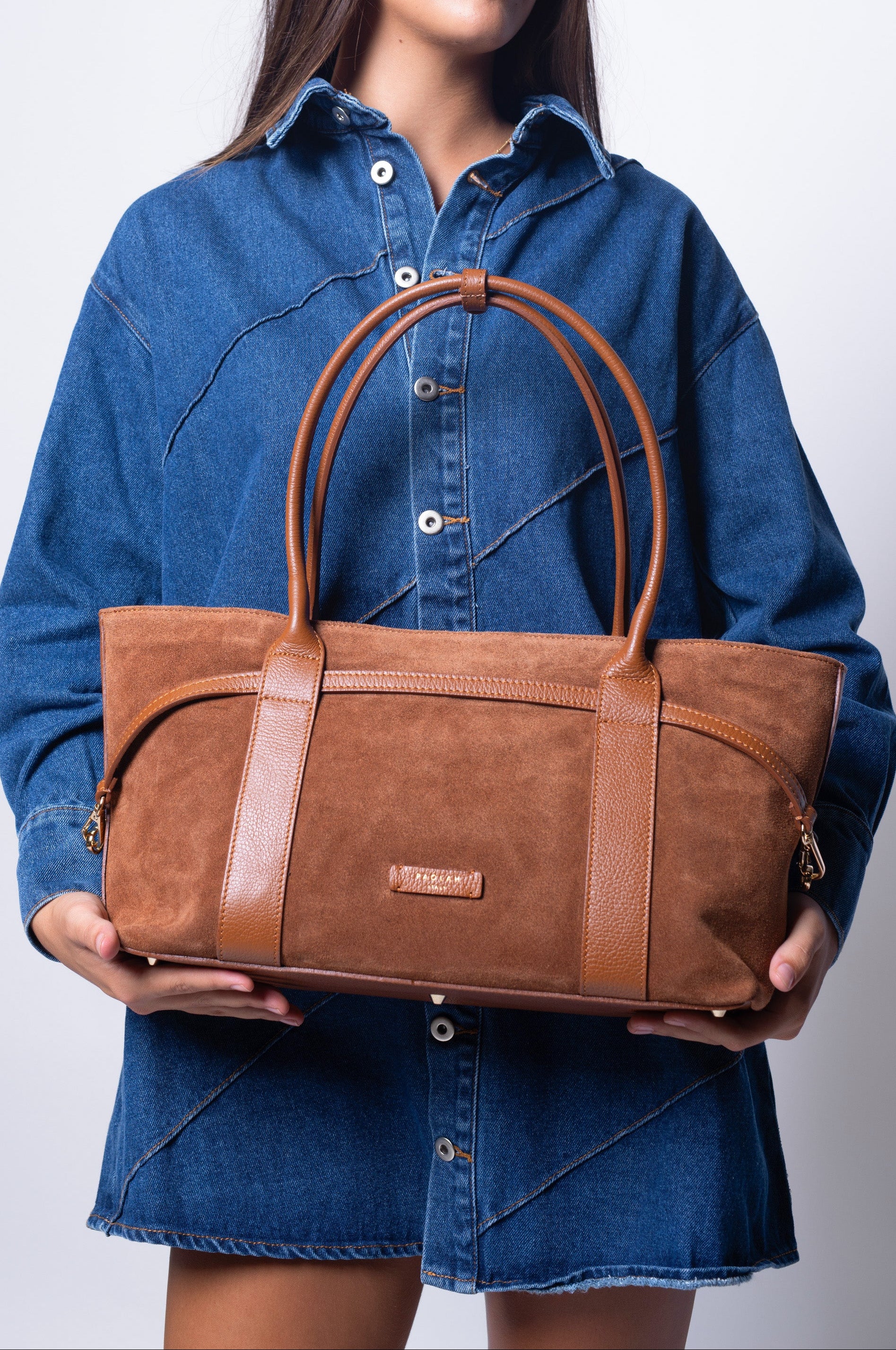 Camilla Cognac Suede Tote