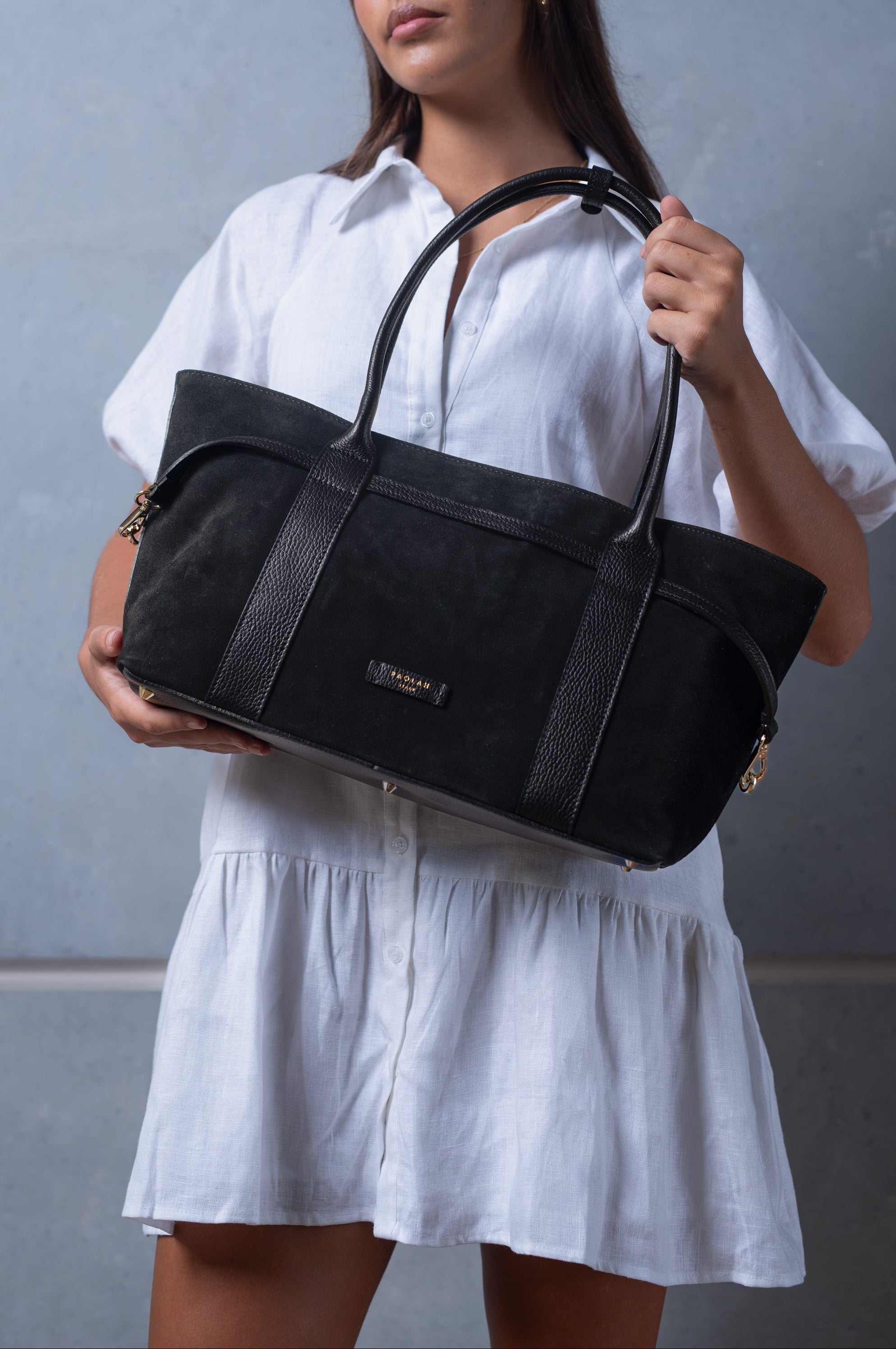 Camilla Black Suede Tote