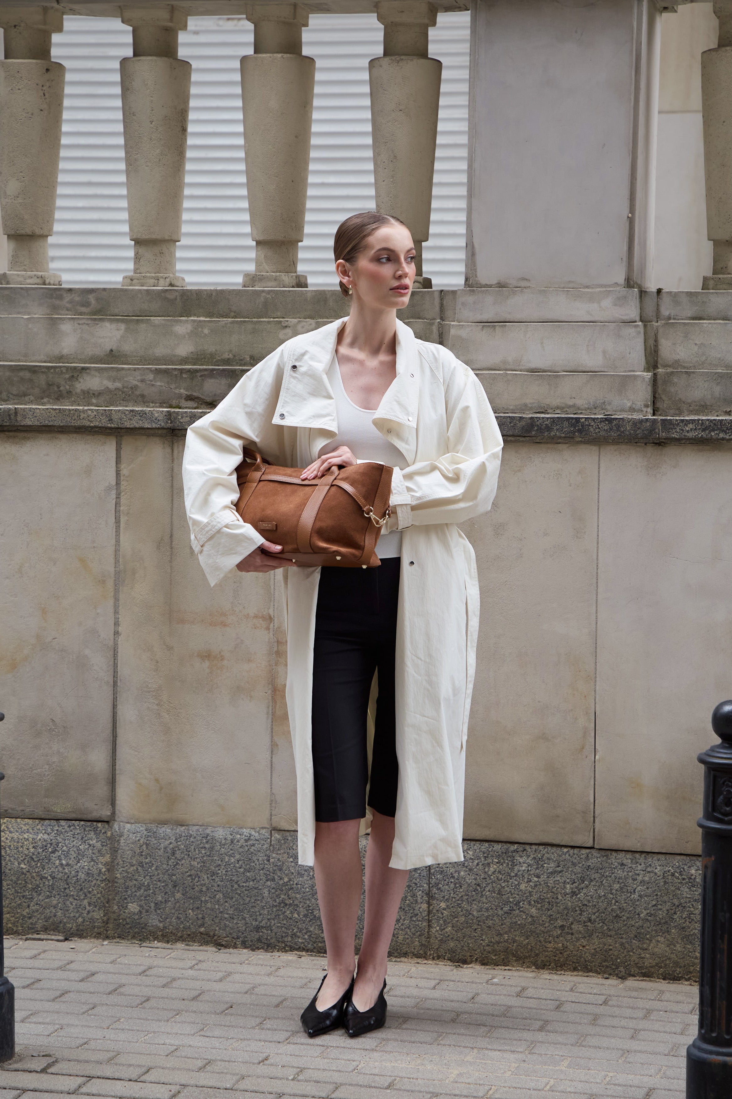 Camilla Cognac Suede Tote