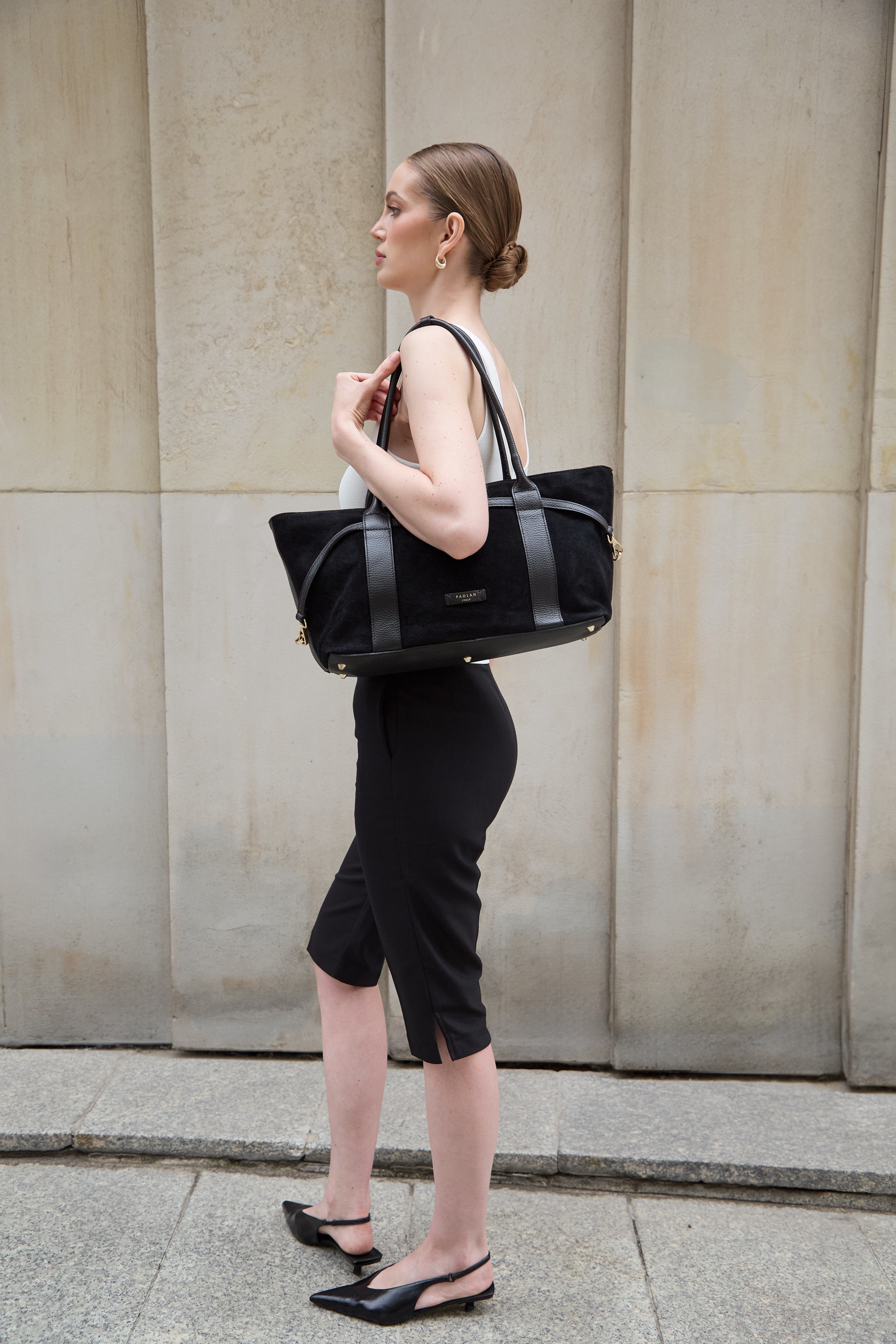 Camilla Black Suede Tote