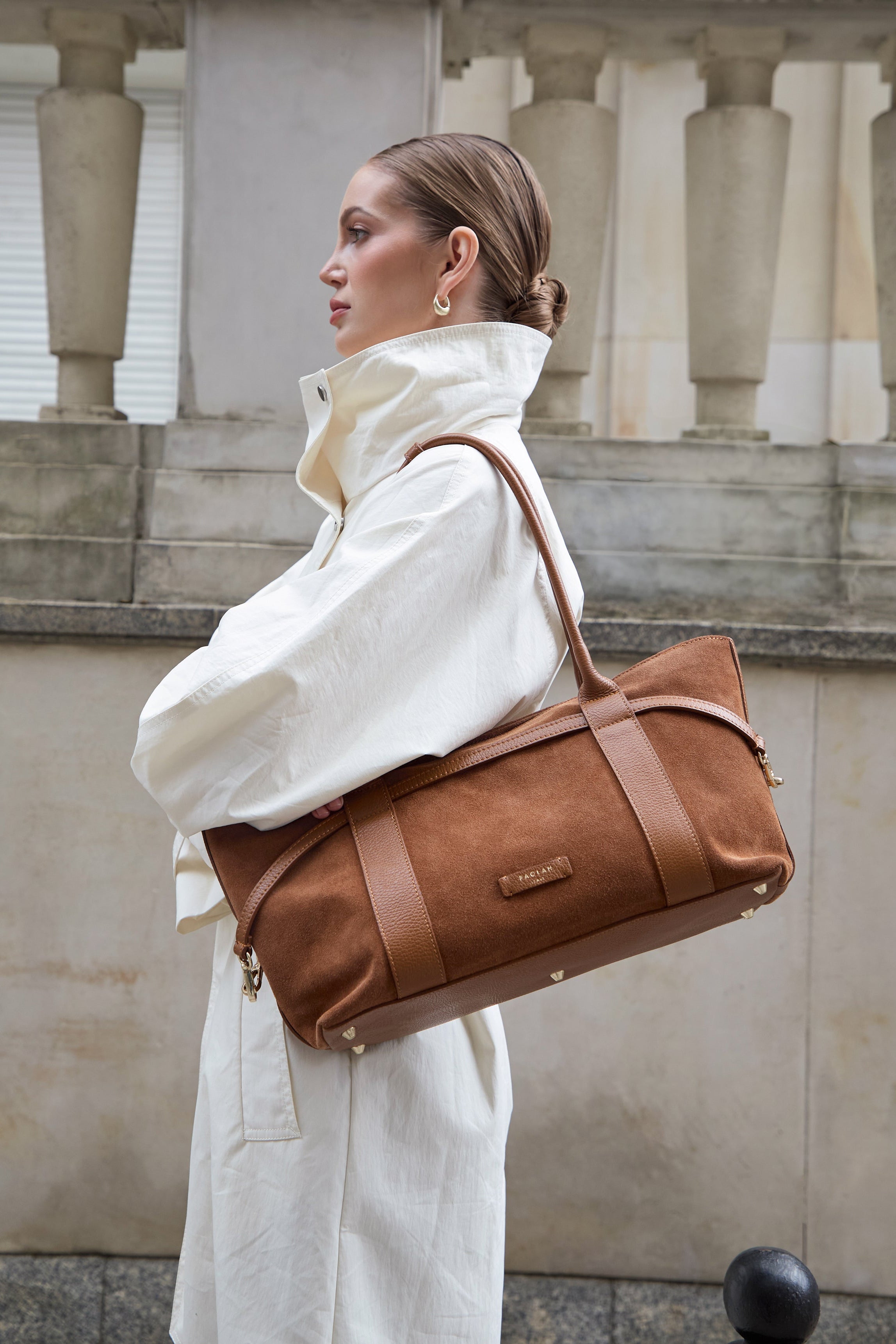 Camilla Cognac Suede Tote